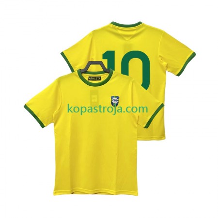 Billiga Fotbollströjor Brasilien 10 1970 Retro Hemma tröja Kortärmad